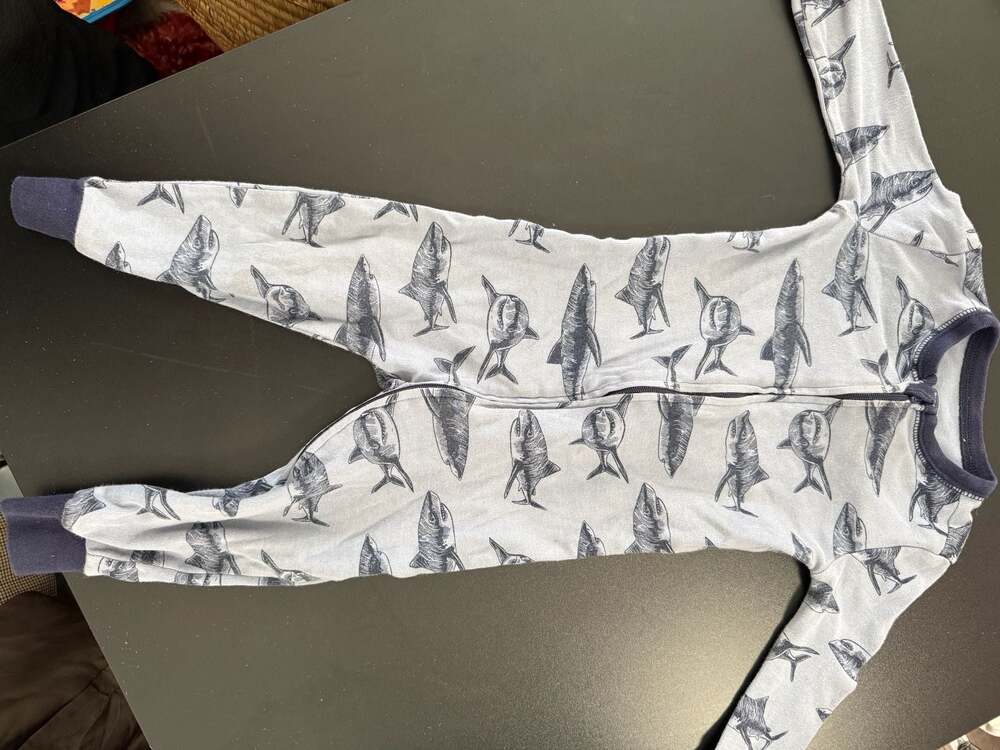Old Navy Baby Shark Print Zip-Front Footless Pajamas 18-24M